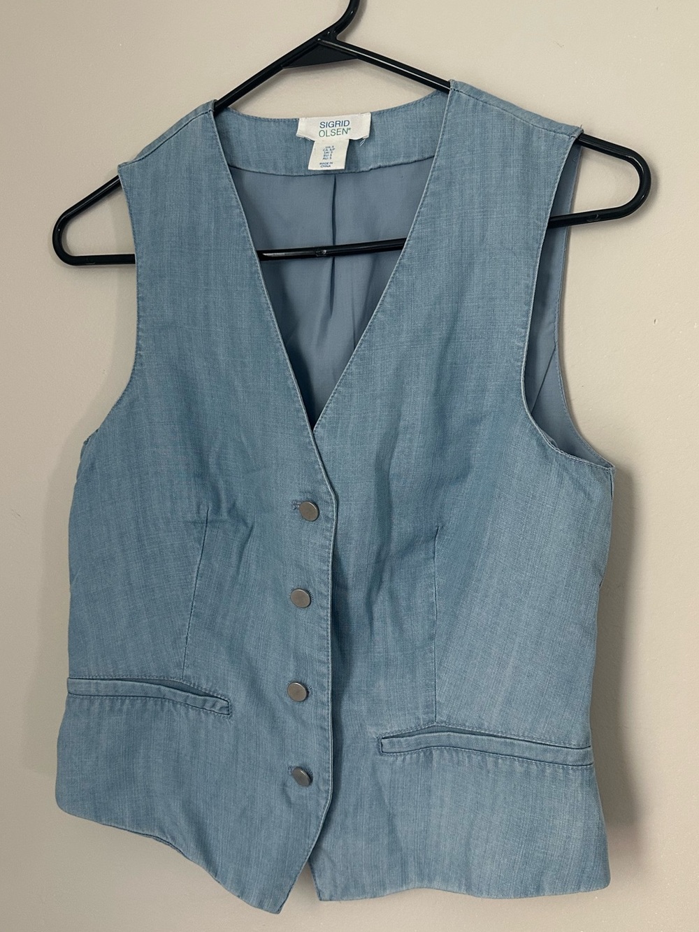 Sigrid Olsen | Light Blue Denim-Style | Sleeveless Vest - Picture 1 of 2